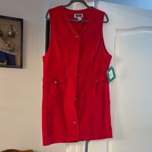 Red Sleeveless Button-Up Dress